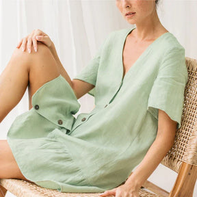 Robe en lin à volants
