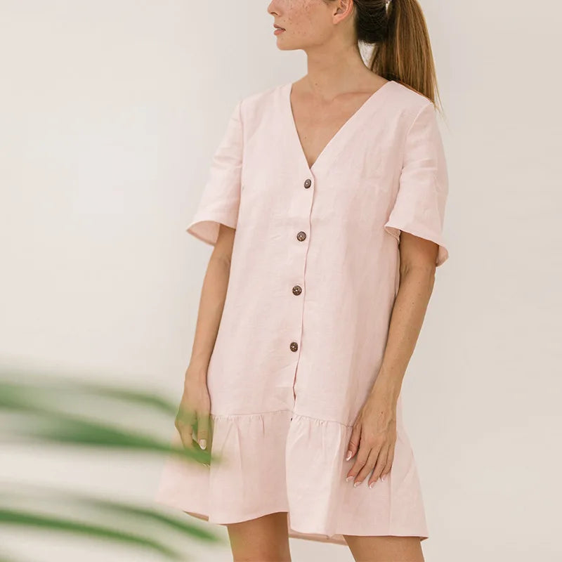 Robe en lin à volants